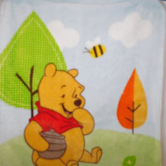 Disney Winnie the Pooh Honey Pot Bumble Bee Vintage Fleece Baby Blanket 30 x 39 - Picture 5 of 8